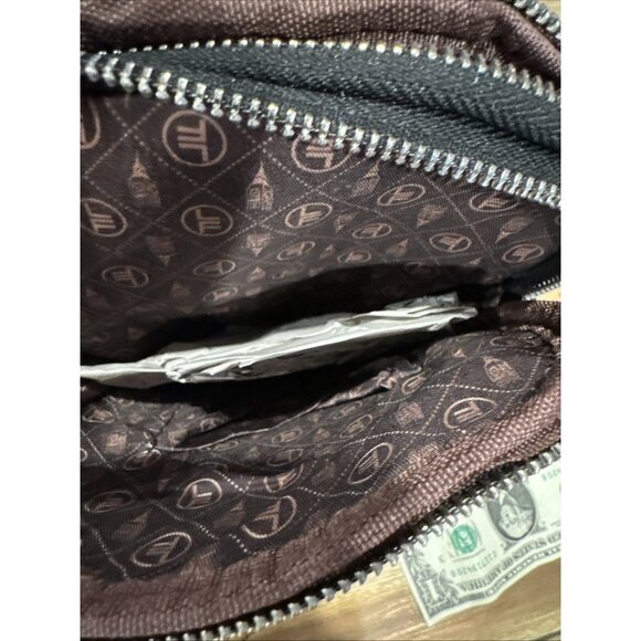 NWT London Fog Black Janice Double Compartment Sling Bag with Charm MSRP $68 - Picture 7 of 10